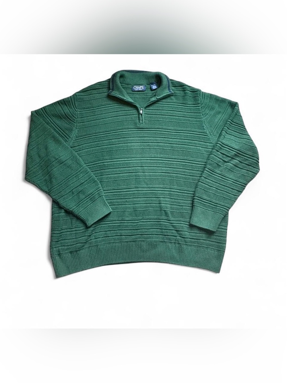 Chaps Men's Forest Green Quarter-Zip Knit Sweater